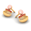 14k Gold Traditional Stud Earrings With Red Stone