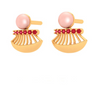 14k Gold Traditional Stud Earrings With Red Stone