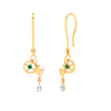 Latest 14k Gold Hanging Earrings with Green Stone From Amazea Collection