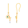 Latest 14k Gold Hanging Earrings with Green Stone From Amazea Collection