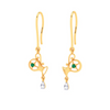 Latest 14k Gold Hanging Earrings with Green Stone From Amazea Collection