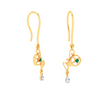 Latest 14k Gold Hanging Earrings with Green Stone From Amazea Collection