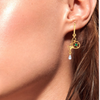 Latest 14k Gold Hanging Earrings with Green Stone From Amazea Collection