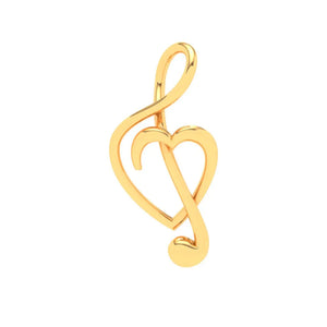 14KT Musical Note And Heart Shape Gold Pendant From Online Exclusive