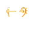 14KT Unique Kolka Shape Three Dots Gold Stud Earrings From Amazea Collection 