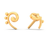 14KT Unique Kolka Shape Three Dots Gold Stud Earrings From Amazea Collection 