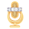 14KT Microphone Shaped Gold Nosepin With Three Stones From Amazea Collection 