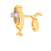 14KT Microphone Shaped Gold Nosepin With Three Stones From Amazea Collection 