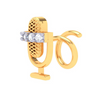 14KT Microphone Shaped Gold Nosepin With Three Stones From Amazea Collection 