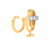 14KT Microphone Shaped Gold Nosepin With Three Stones From Amazea Collection 