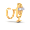 14KT Microphone Shaped Gold Nosepin With Three Stones From Amazea Collection 