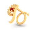 14KT Hand-Fan Shaped Gold Nosepin with a Red Stone From Online Exclusive Collection 