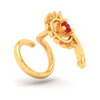 14KT Hand-Fan Shaped Gold Nosepin with a Red Stone From Online Exclusive Collection 