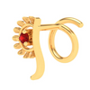 14KT Hand-Fan Shaped Gold Nosepin with a Red Stone From Online Exclusive Collection 