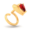 14KT Love Shaped Stud Gold Nosepin with Red Stone From Online Exclusive Collection 