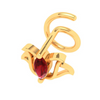 14KT Lotus Shaped Stud Gold Nosepin with a Red Stone From Online Exclusive Collection 