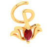 14KT Lotus Shaped Stud Gold Nosepin with a Red Stone From Online Exclusive Collection 