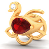 14KT Swan Shaped Stud Gold Nosepin with a Red and White Stone From Online Exclusive Collection 