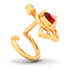 14KT Swan Shaped Stud Gold Nosepin with a Red and White Stone From Online Exclusive Collection 