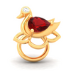 14KT Swan Shaped Stud Gold Nosepin with a Red and White Stone From Online Exclusive Collection 