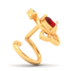 14KT Swan Shaped Stud Gold Nosepin with a Red and White Stone From Online Exclusive Collection 