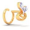 14KT Unique Love Shaped Gold Nosepin with Two Diamonds From Online Exclusive Collection 