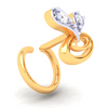 14KT Unique Love Shaped Gold Nosepin with Two Diamonds From Online Exclusive Collection 