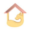 Amazea Collection's 14K Gold pendant in the shape of hut with a cute pet