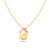 Amazea Collection's 14K Gold pendant in the shape of hut with a cute pet