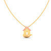 14K hut shaped Gold Pendant resting on a hand with a little stone from Amazea Collection