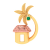 14K hut shaped Gold pendant with a palm tree from Amazea Collection