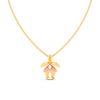 14K hut shaped Gold pendant with a banana tree from Amazea Collection