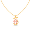 14K rose gold hut pendant adorned with a leaf from Amazea Collection