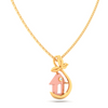 14K rose gold hut pendant adorned with a leaf from Amazea Collection