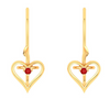 14KT Heart Shape And Red Stone Gold Drop Earring From Amazea Collection 