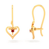 14KT Heart Shape And Red Stone Gold Drop Earring From Amazea Collection 