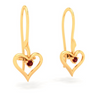 14KT Heart Shape And Red Stone Gold Drop Earring From Amazea Collection 