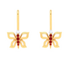 14KT Butterfly Shape With Red And White Stone Gold Drop Earring From Amazea Collection 