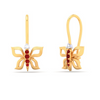 14KT Butterfly Shape With Red And White Stone Gold Drop Earring From Amazea Collection 