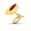 14KT Unique Shape Gold Nosepin With A Leaf Shape Red Stone From Amazea Collection