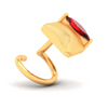 14KT Unique Shape Gold Nosepin With A Leaf Shape Red Stone From Amazea Collection