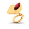 14KT Unique Shape Gold Nosepin With A Leaf Shape Red Stone From Amazea Collection