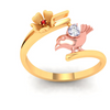 14K beautiful gold ring with a rose gold bird from Amazea Collection