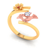 14K beautiful gold ring with a rose gold bird from Amazea Collection