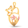 14K fish bowl shape gold pendant with rose gold fishes and cat from Amazea Collection 