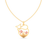 14K fish bowl shape gold pendant with rose gold fishes and cat from Amazea Collection 