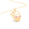 14K fish bowl shape gold pendant with rose gold fishes and cat from Amazea Collection 