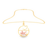 14K fish bowl shape gold pendant with a rose goldfish and a cat contour from Amazea Collection 