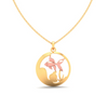 14K circular shape fishbowl shape gold pendant with a rose gold fish from Amazea Collection 