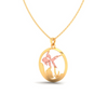 14K circular shape fishbowl shape gold pendant with a rose gold fish from Amazea Collection 